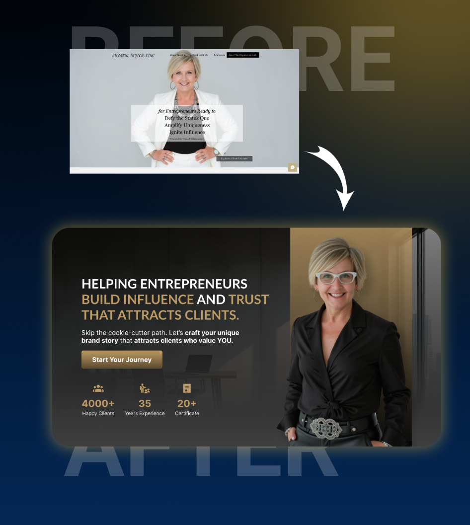 Before and after redesign — Coaching & Consulting