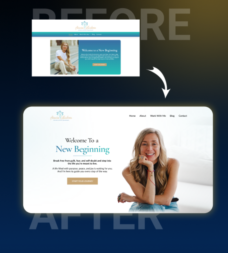 Before and after redesign — Life Coaching