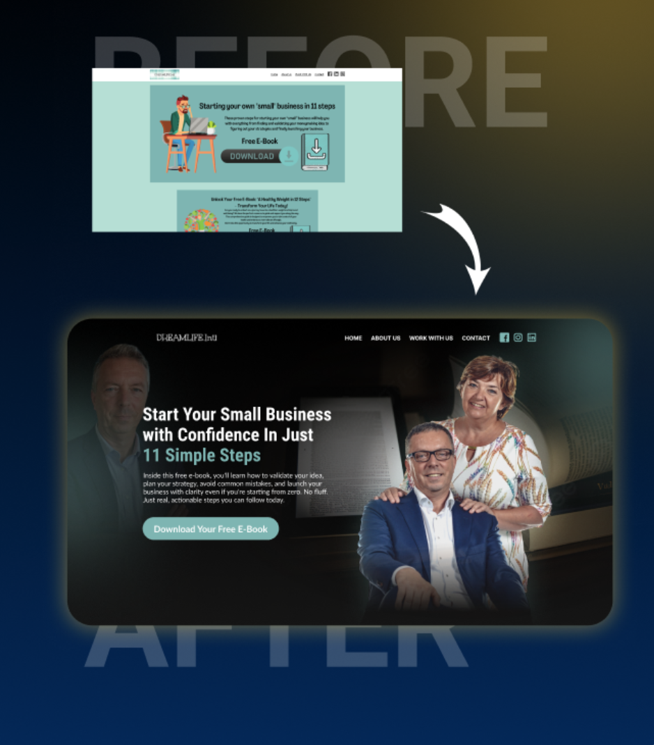 Before and after redesign — Small Business E-Book