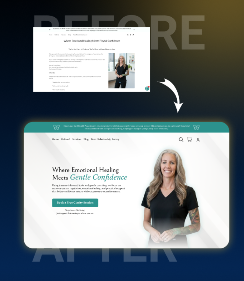 Before and after redesign — Wellness & Healing